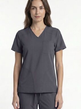 NWT Scrubstar Unisex Short Sleeve V-Neck Scrub Top - Charcoal